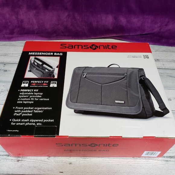NWT Samsonite Perfect Fit Laptop Computer Messenger Travel Bag Black - Picture 13 of 16